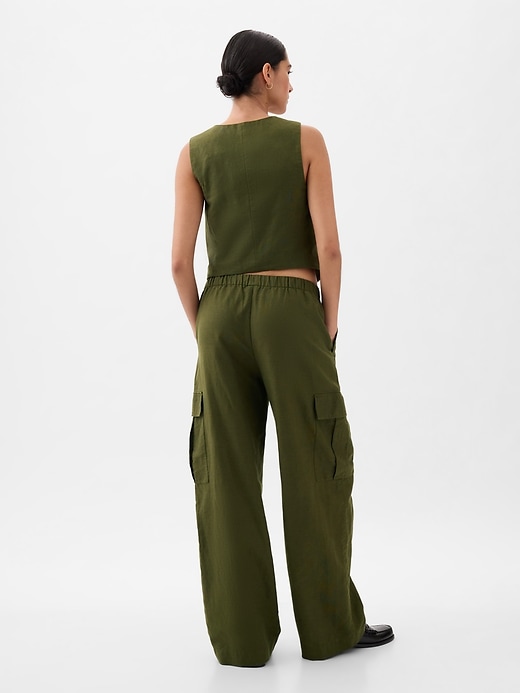 2 of 8 showing, with the color olive green of product Linen-Cotton Vest