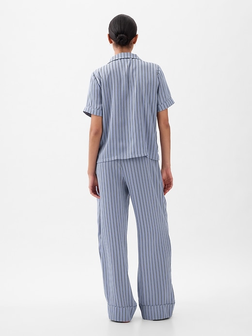 2 of 8 showing, with the color blue stripe of product Satin PJ Pants