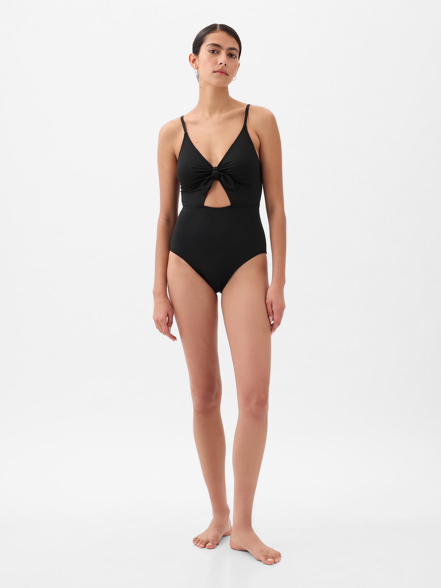 Shop Gap Tie-knot Cutout One-piece Swimsuit In Black