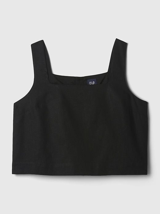 Image number 9 showing, Linen-Blend Button-Back Cropped Tank Top