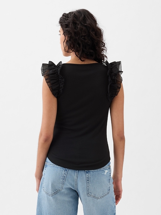 2 of 8 showing, with the color black of product Mini Rib Flutter T-Shirt