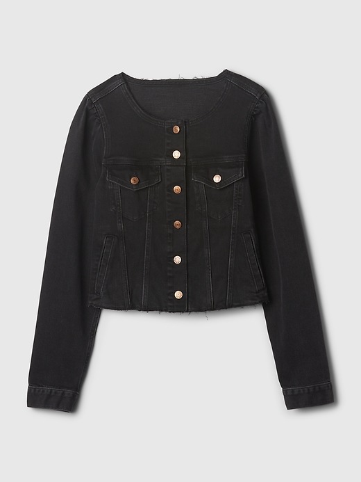 Collarless Cropped Icon Denim Jacket | Gap