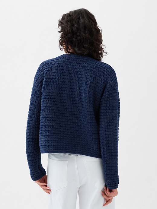 2 of 8 showing, with the color navy marl of product Textured Sweater Jacket