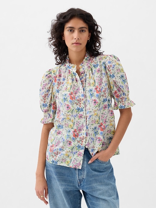 1 of 8 showing, with the color multi color floral of product Puff Sleeve Shirt