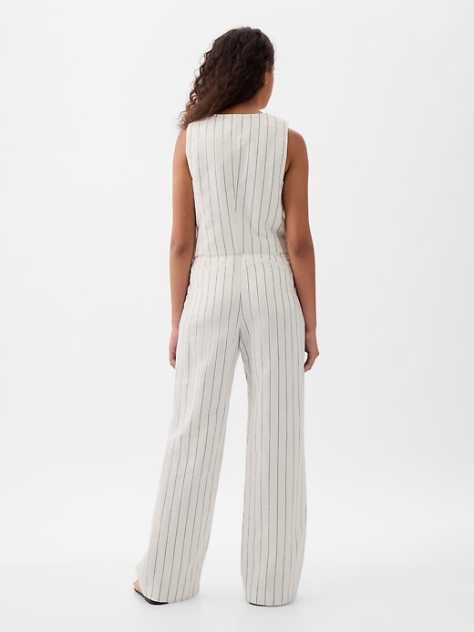 2 of 8 showing, with the color white and navy blue stripe of product Linen-Cotton Vest