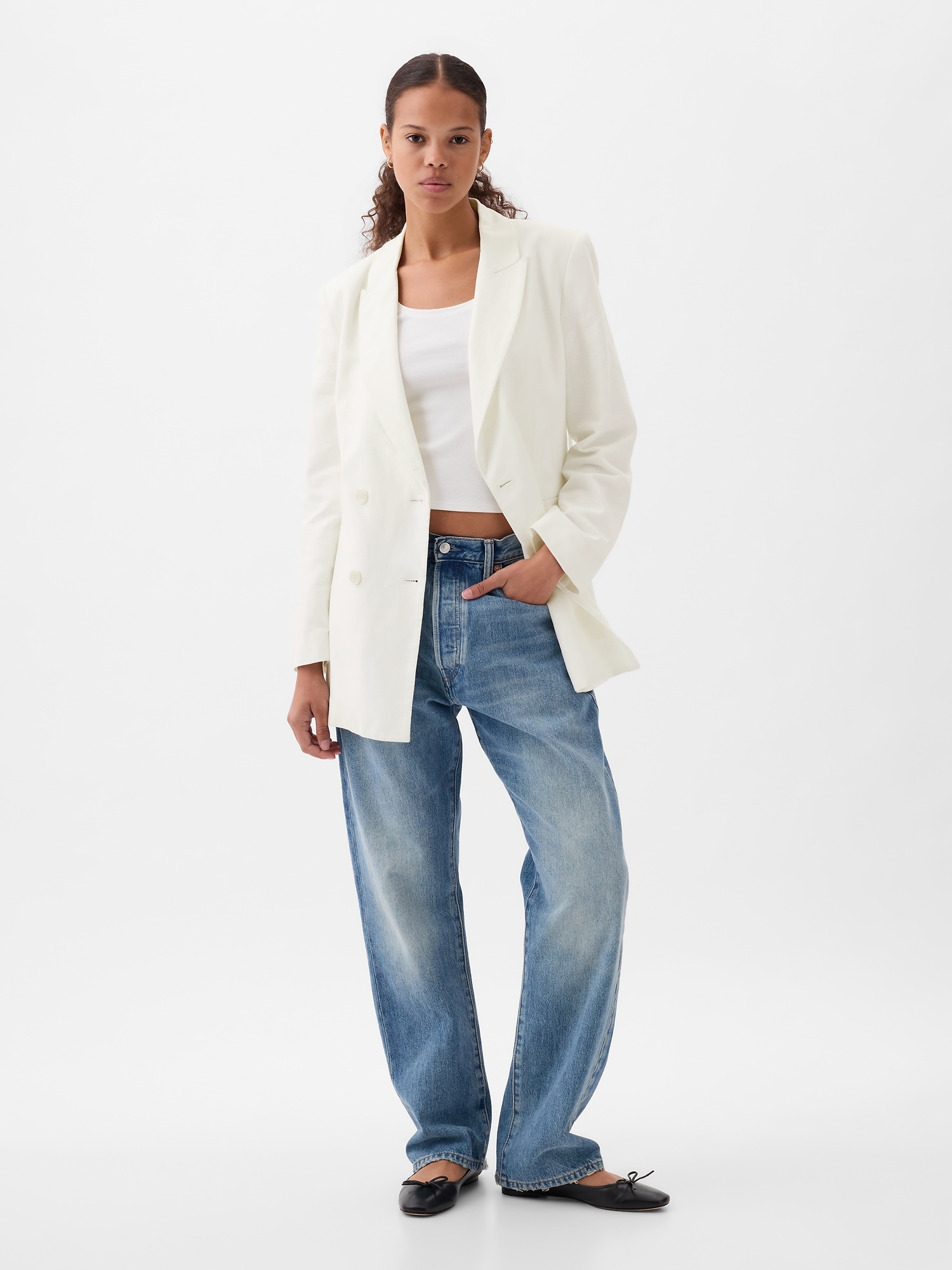 Cotton linen blazer ladies shop