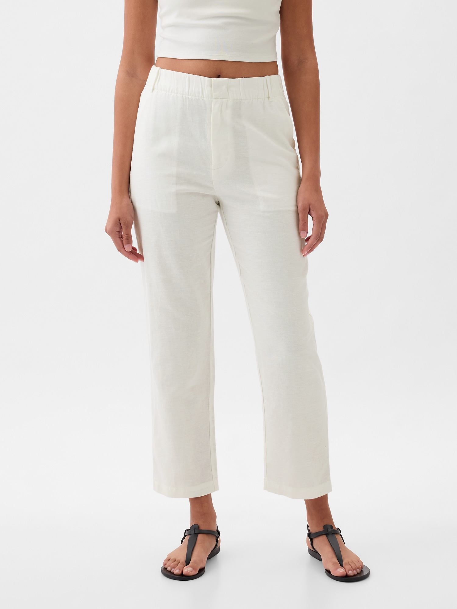 High Rise Linen Cotton Pull On Pants Gap