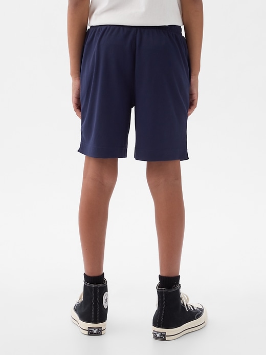 2 of 8 showing, with the color tapestry navy of product GapFit Kids Recycled Mesh Pull-On Shorts