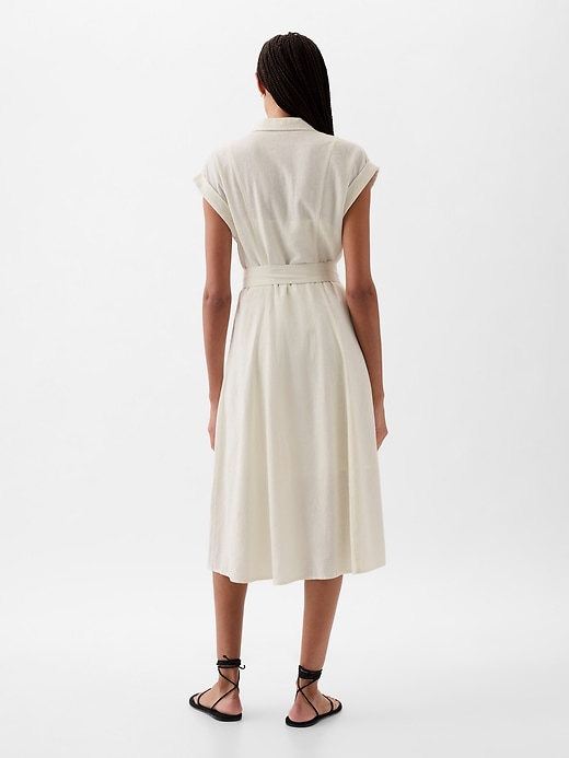 Image number 2 showing, Linen-Blend Midi Shirtdress