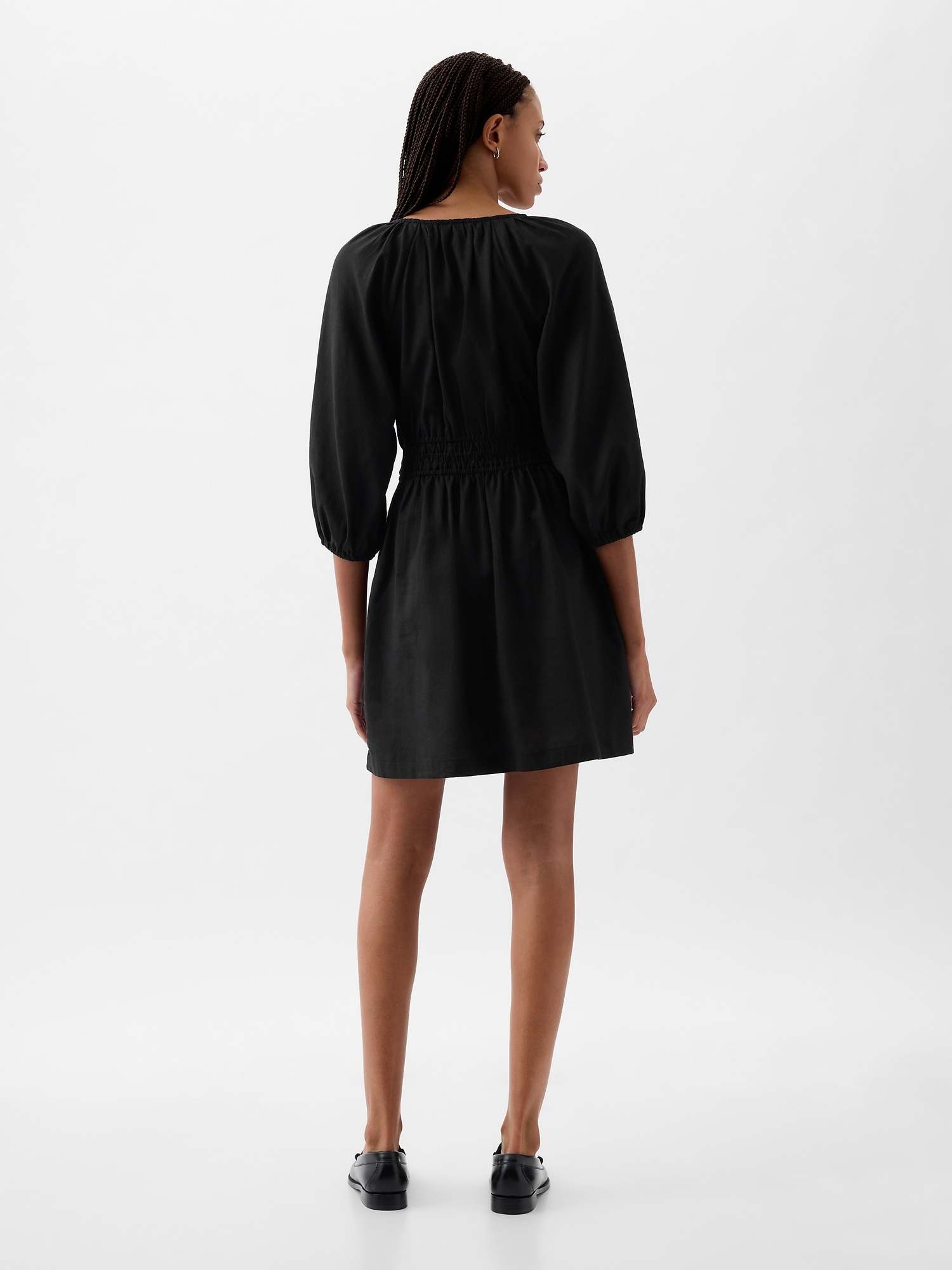 Linen Blend Mini Dress Gap