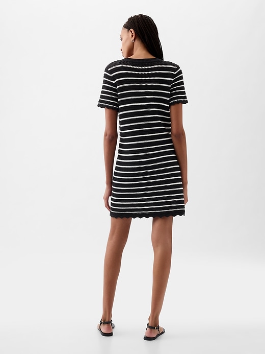 2 of 8 showing, with the color black & white stripe of product Crochet Mini Dress