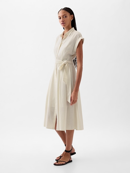 Image number 8 showing, Linen-Blend Midi Shirtdress