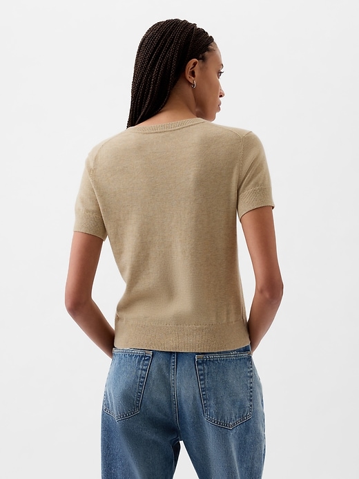 2 of 8 showing, with the color iconic khaki tan of product Lightweight CashSoft Cropped Sweater