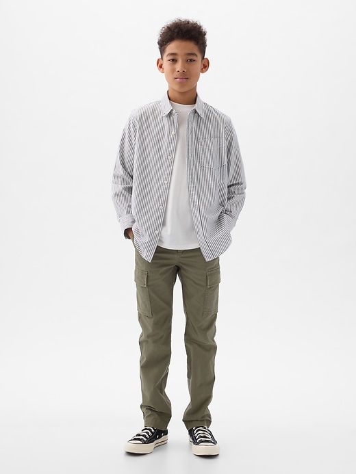 1 of 8 showing, with the color olive green of product Kids Straight Cargo Pants
