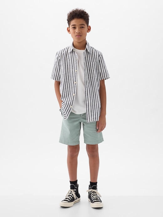 1 of 8 showing, with the color sage of product Kids Uniform Shorts