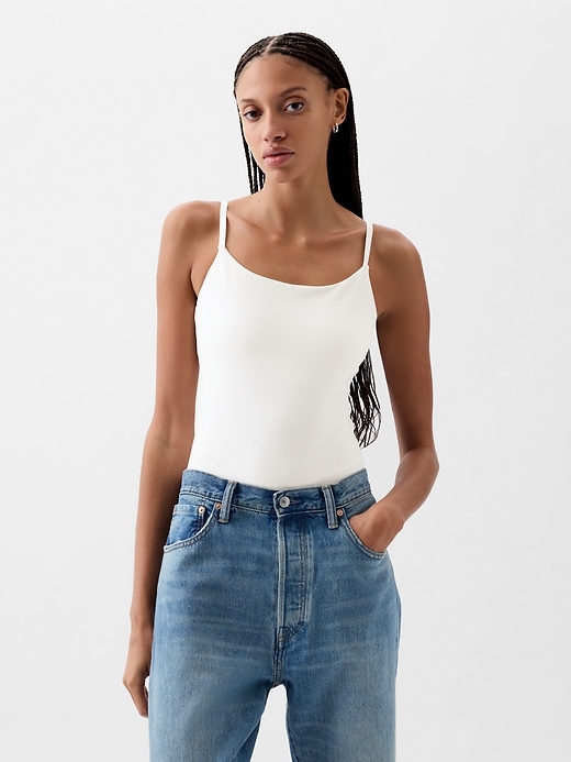 1 of 8 showing, with the color fresh white of product Compact Jersey Cami Bodysuit