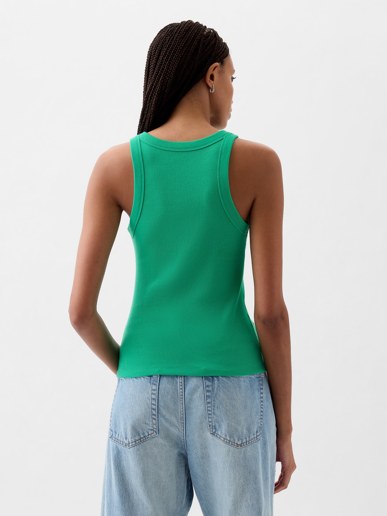 And The Why Basic Rib Cross Halter Neck Tank Top