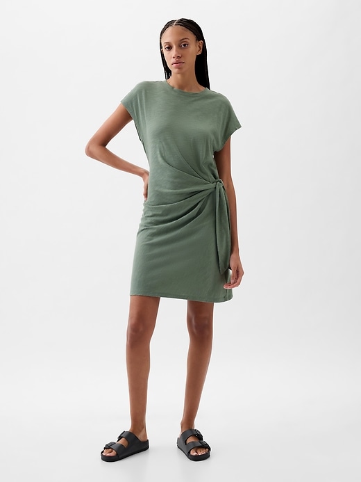 Image number 1 showing, Tie-Knot Mini T-Shirt Dress