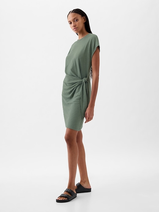 Image number 3 showing, Tie-Knot Mini T-Shirt Dress