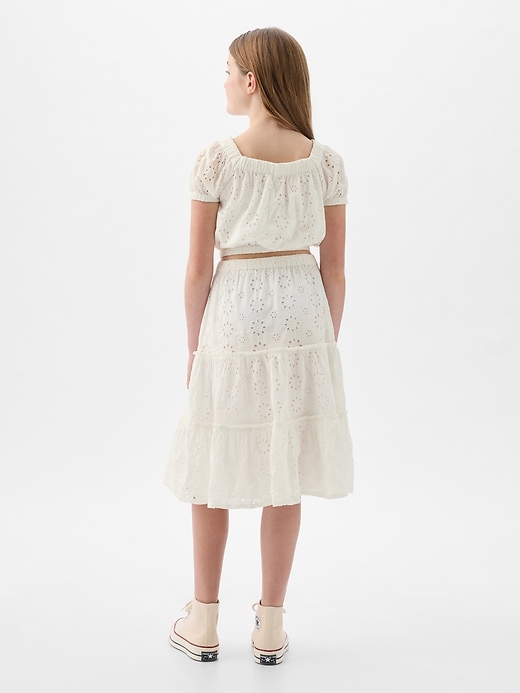 2 of 8 showing, with the color new off white of product Kids Tiered Eyelet Skirt