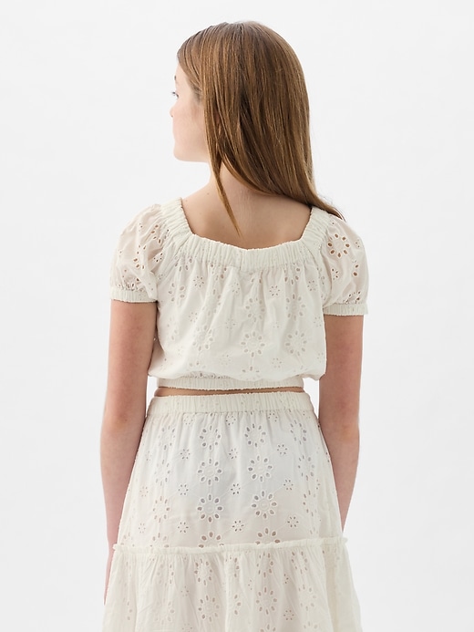 2 of 8 showing, with the color new off white of product Kids Puff-Sleeve Top