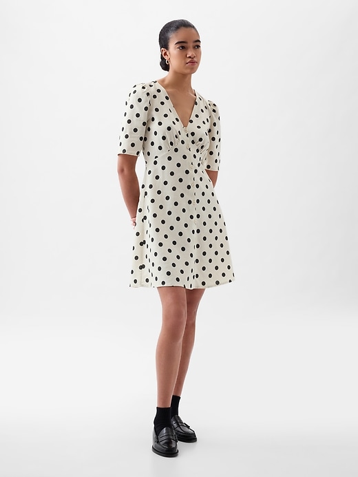 Image number 3 showing, Linen-Blend Button Mini Dress