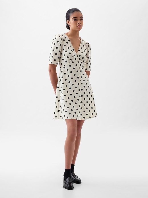 knee length dresses for ladies Foliate Linen-Blend Embroidered Button Up Mini Dress - Black | Disturbia