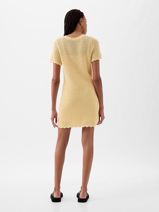 2 of 8 showing, with the color maize yellow of product Crochet Mini Dress