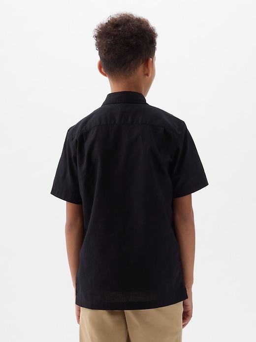 2 of 8 showing, with the color true black of product Kids Linen-Cotton Shirt