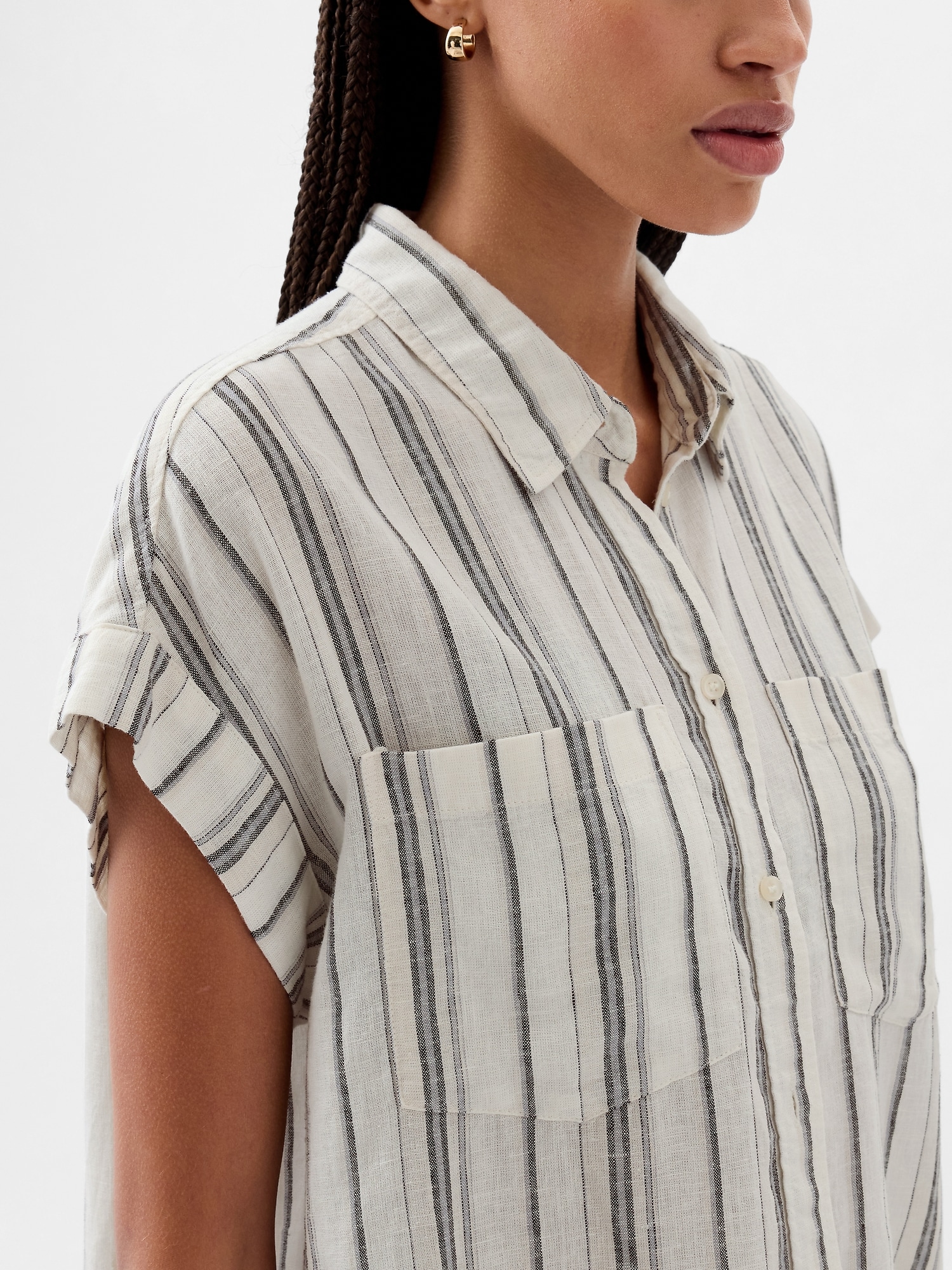 LinenBlend Cropped Shirt Gap