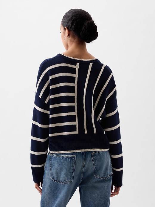 2 of 8 showing, with the color navy stripe of product Oversized Crewneck Sweater