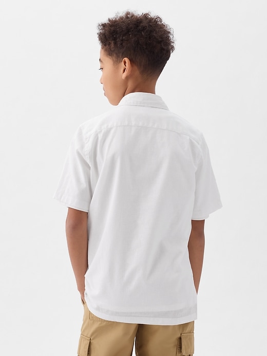 2 of 8 showing, with the color optic white of product Kids Linen-Cotton Shirt