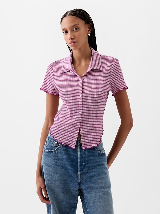 Image number 1 showing, Cropped Seersucker Shirt