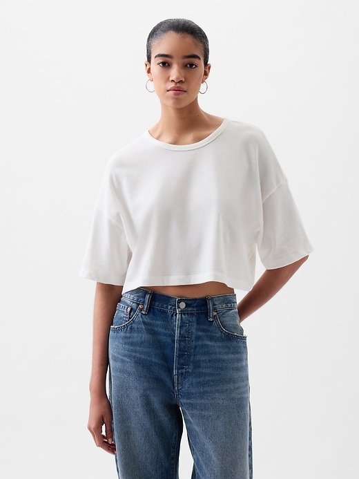 1 of 8 showing, with the color new off white of product Oversized Cropped T-Shirt