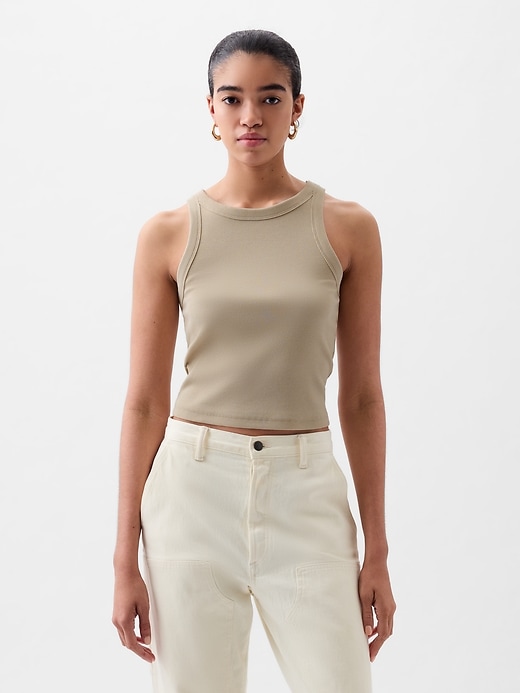 Image number 1 showing, Modern Rib Cropped Halter Top