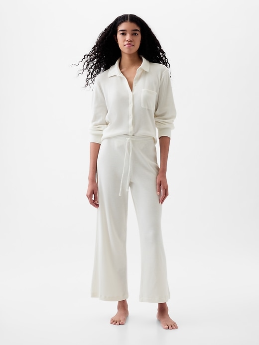 1 of 8 showing, with the color Carls stone of product Waffle Cropped PJ Pants