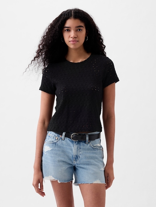 Image number 6 showing, Lace Cropped T-Shirt