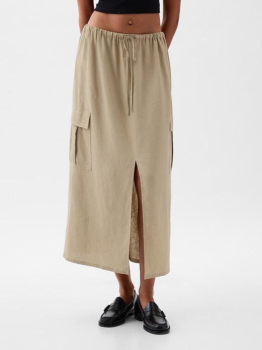 Image number 10 showing, Linen-Blend Cargo Midi Skirt