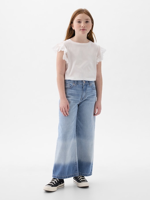 Image number 1 showing, Kids High Rise Stride Wide-Leg Ankle Jeans