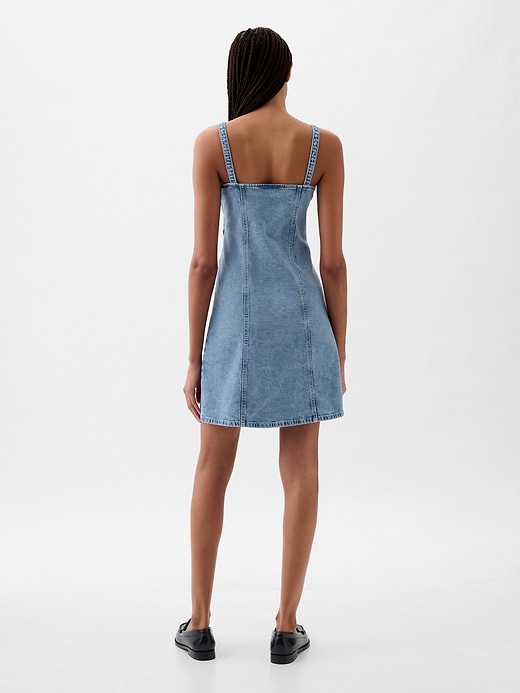 2 of 8 showing, with the color light wash indigo of product Denim Mini Dress