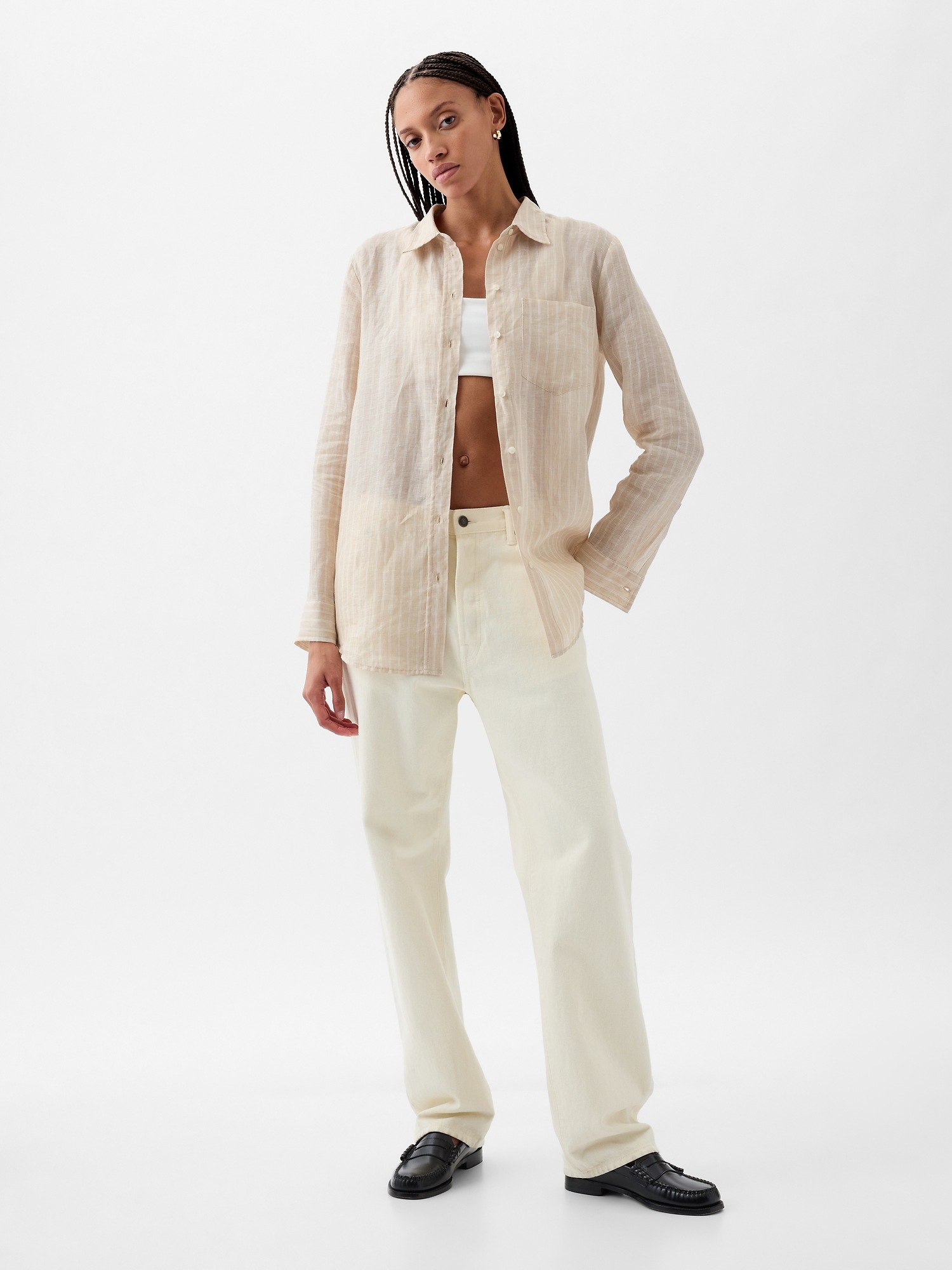 Linen Boyfriend Shirt Gap