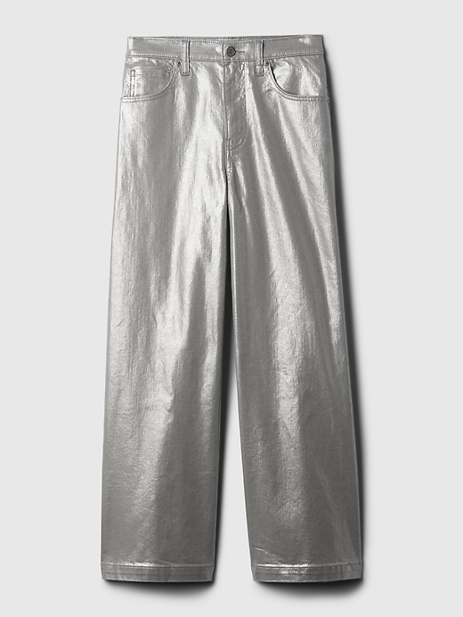 Image number 7 showing, High Rise Stride Metallic Wide-Leg Ankle Jeans