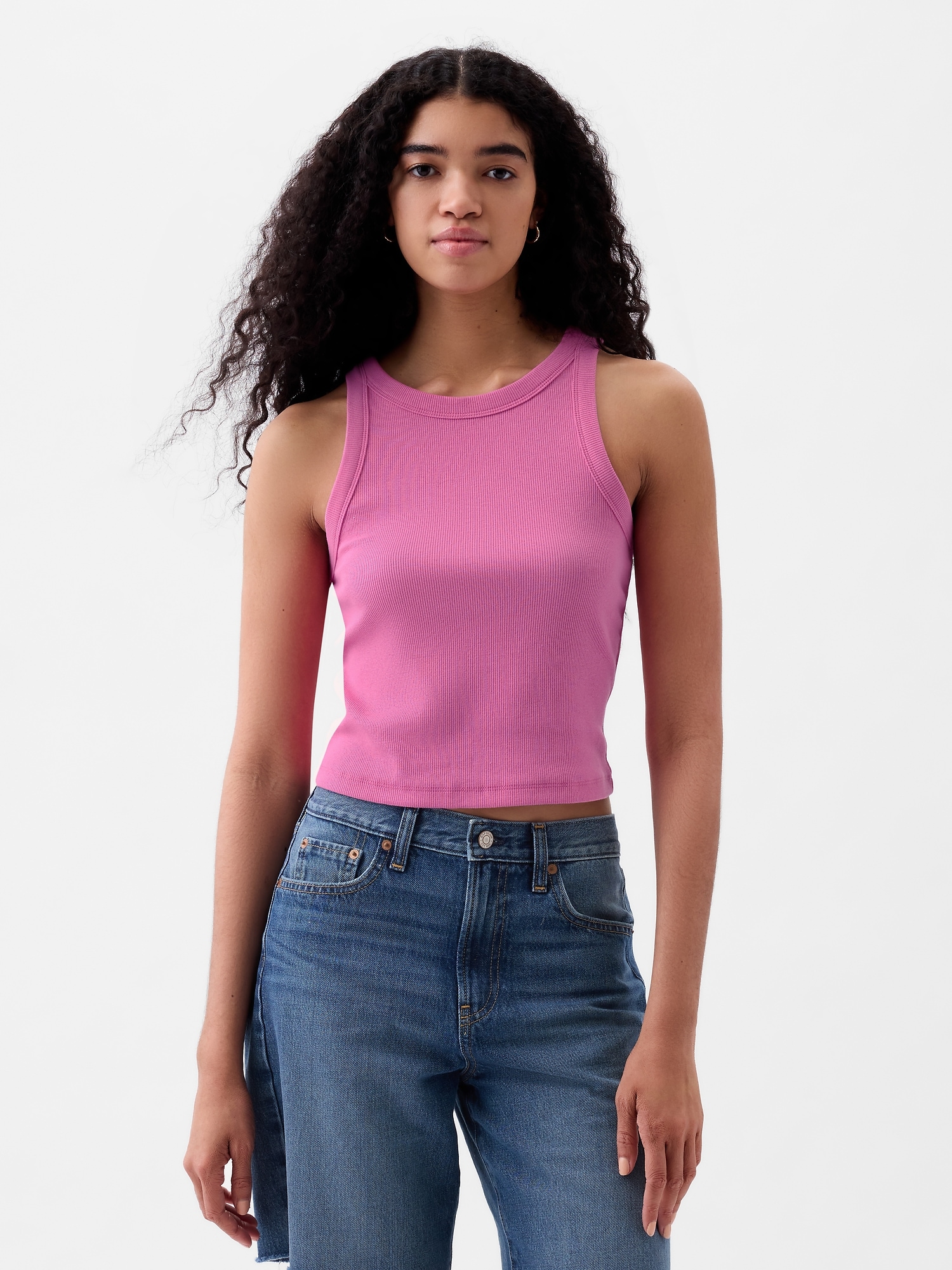 Modern Rib Cropped Halter Top