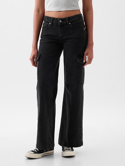 Image number 2 showing, Low Rise Stride Wide-Leg Cargo Jeans