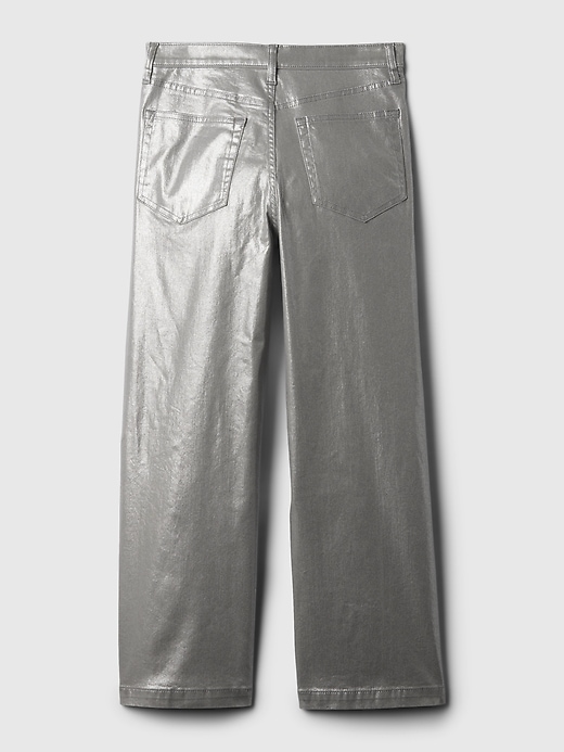 Image number 8 showing, High Rise Stride Metallic Wide-Leg Ankle Jeans