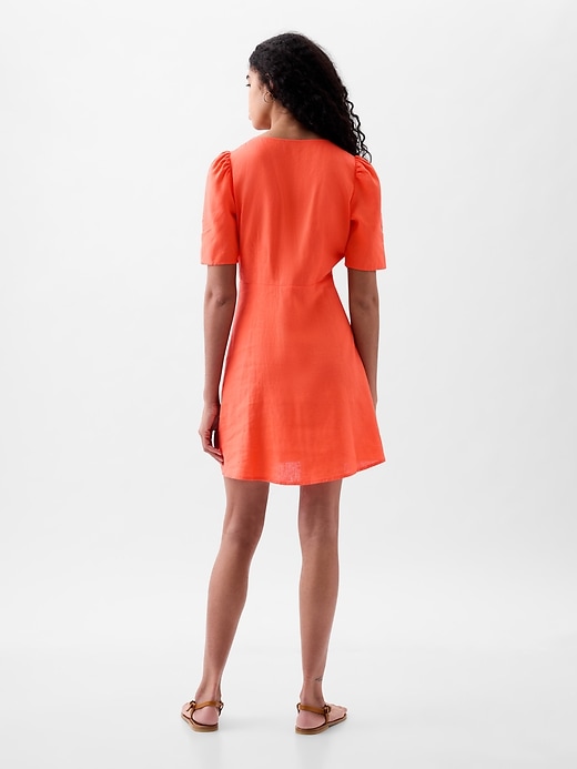 Image number 2 showing, Linen-Blend Button Mini Dress