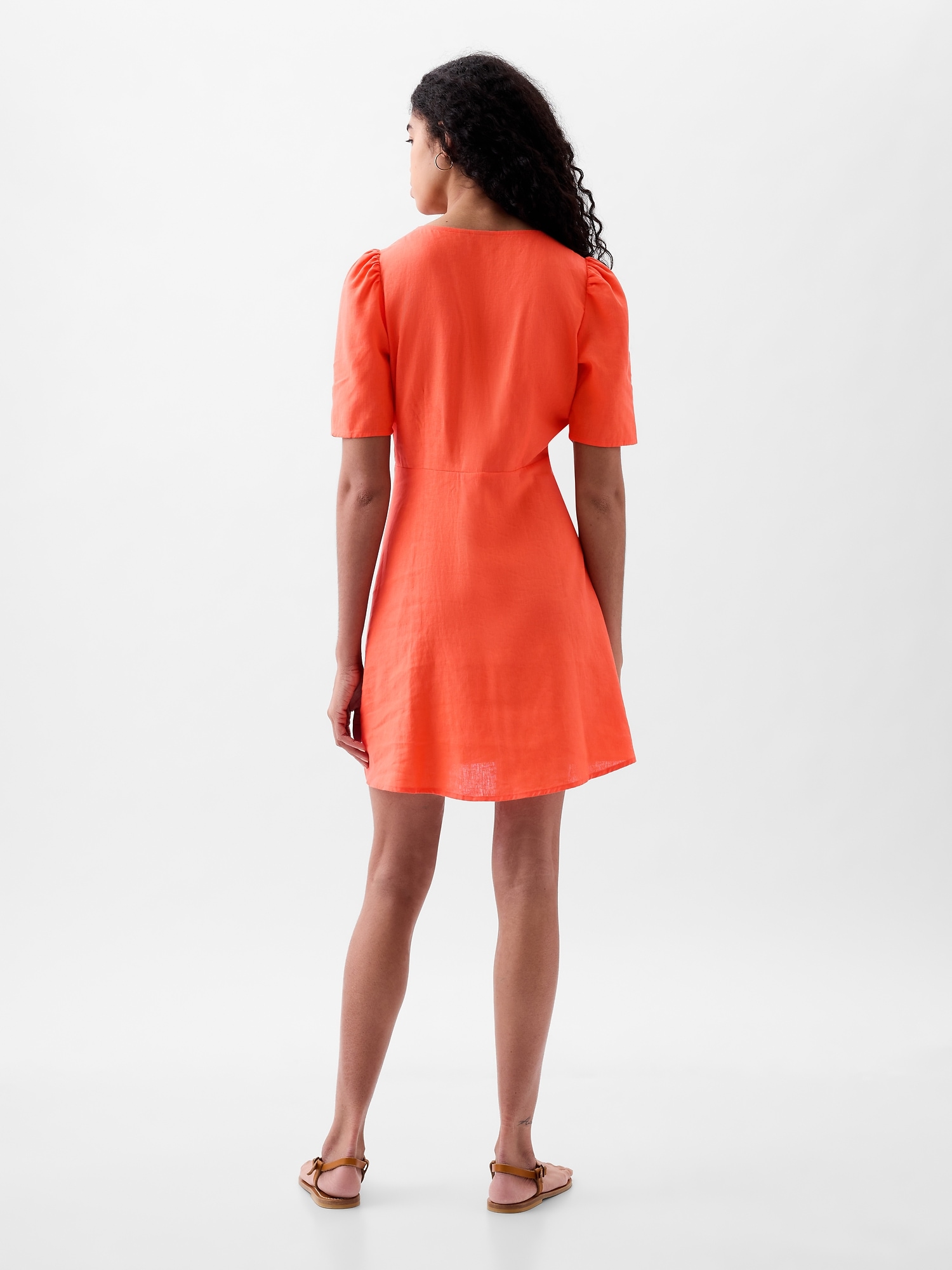 Linen Blend Button Mini Dress Gap Linen Blend Button Mini Dress Gap