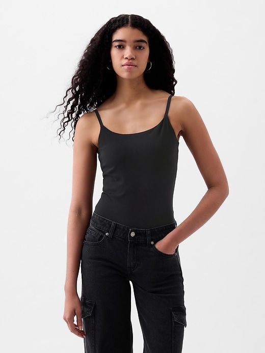 1 of 8 showing, with the color black of product Compact Jersey Cami Bodysuit
