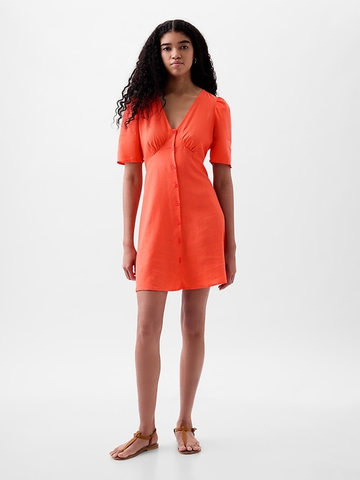 Image number 8 showing, Linen-Blend Button Mini Dress