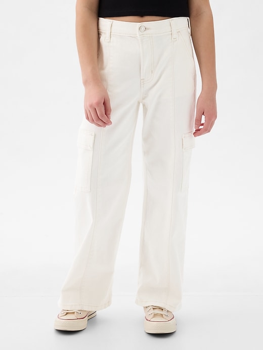 2 of 8 showing, with the color white denim of product Kids Low Rise Stride Wide-Leg Jeans